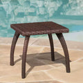 Small Side Table, Accent Coffee Table, Rattan Night Stand, Square Mid-Century Modern Patio Side End Table for Living Room Bedroom Balcony