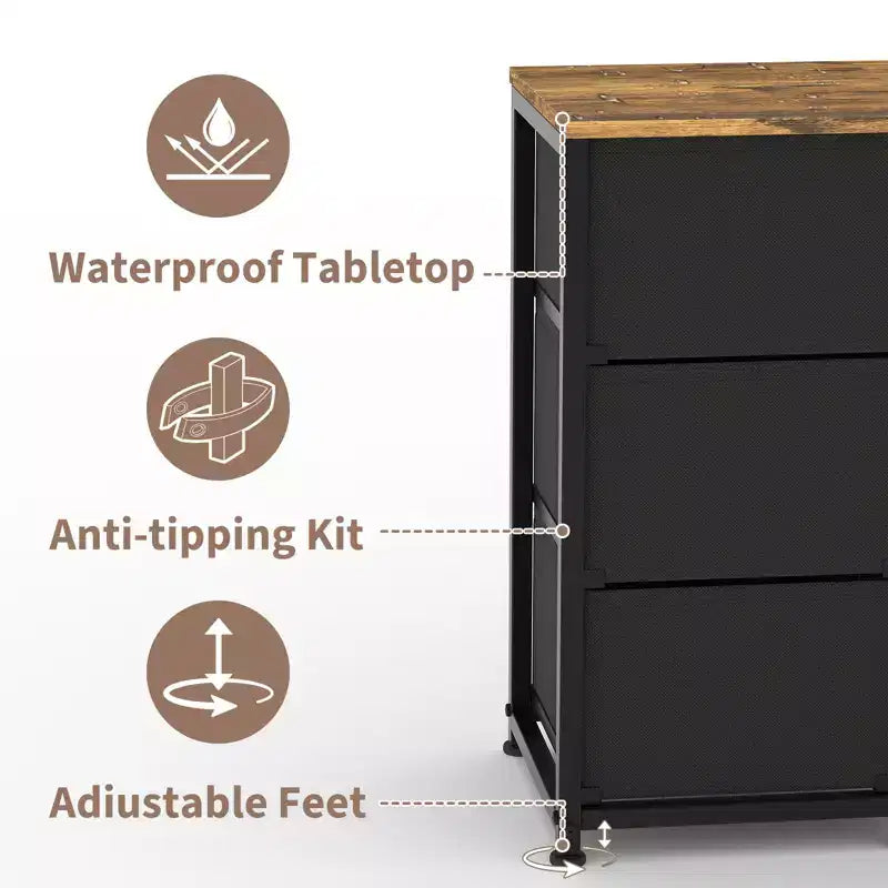 Commode 11 tiroirs avec prises électriques et lumières LED, meuble TV 160 cm pour TV 65, 70 pouces, meuble de rangement pour salon, commode large