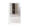 3-Tier Narrow Shoe Cabinet with Mirror, MDF & Glass,
