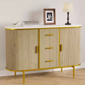 COZONY 47.3 Modern Buffet Cabinet, Mid Century Accent Console Table, Faux Marble Top, 2 Sliding Doors, 3 Drawers for Kitchen, Living Room, Entryway