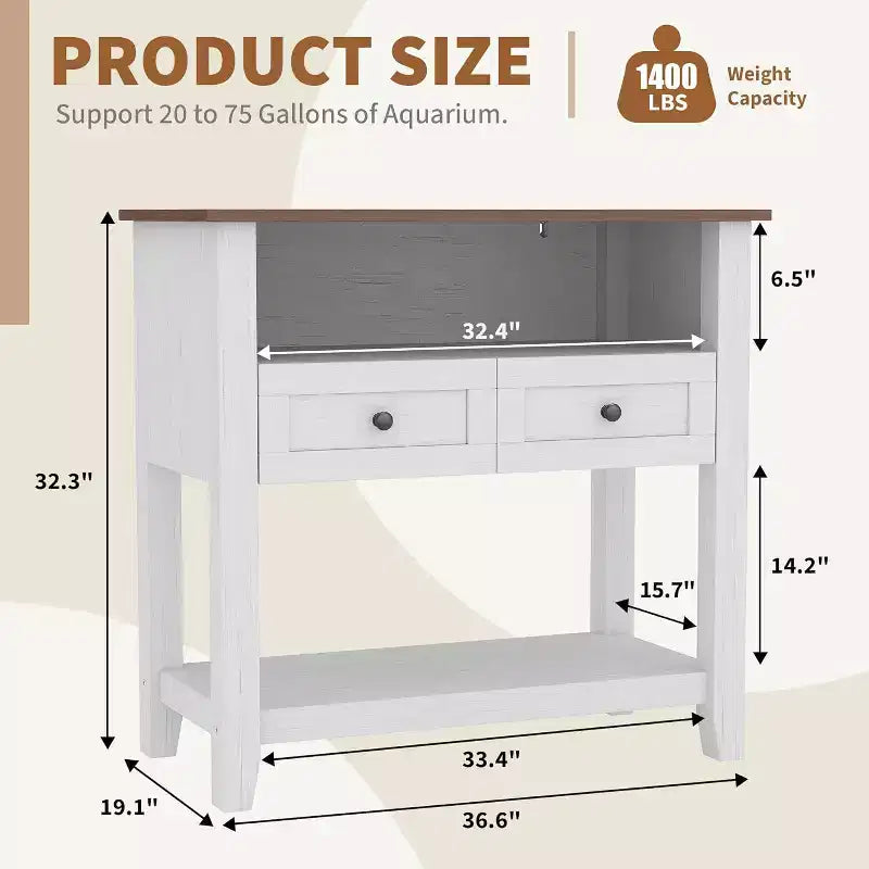 Meuble d'aquarium robuste de 300 kg (75-110 litres) | Station de charge, tiroir et espace de rangement ouvert pour terrariums de reptiles/tortues