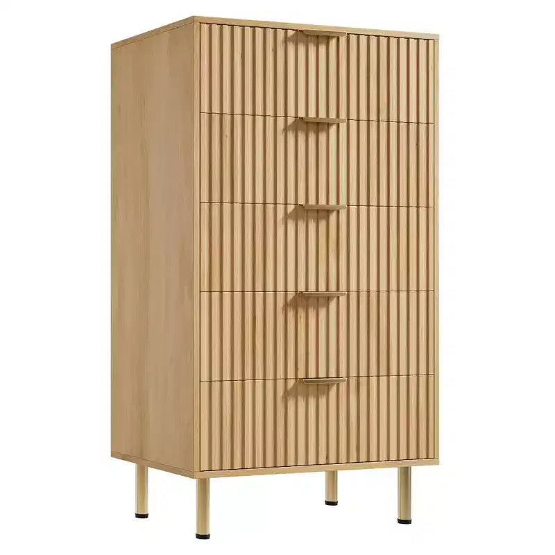 Commode cannelée moderne de 47 po, commode double de 6 tiroirs pour salon, chambre à coucher et couloir