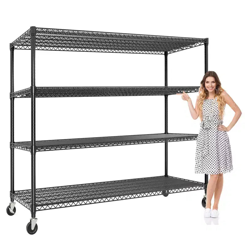 COZONY 73 Heavy Duty Shelving Unit, 2640LBS Capacity, 4-Tier Adjustable Storage Shelves with Wheels & Feet, Garage, Pantry, Kitchen