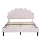 Lit plateforme moderne rembourré avec tête de lit en velours à motif floral