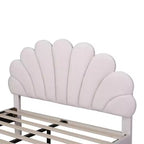 Lit plateforme moderne rembourré avec tête de lit en velours à motif floral