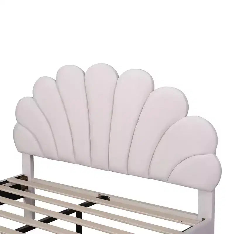Lit plateforme moderne rembourré avec tête de lit en velours à motif floral