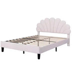 Lit plateforme moderne rembourré avec tête de lit en velours à motif floral