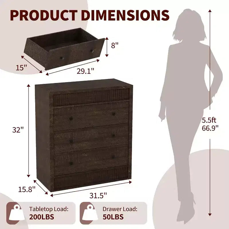 Commode Moderne en Noyer à 3 Tiroirs, Commode Canelée de 80 cm de Large, Armoire de Rangement en Bois pour Chambre à Coucher, Chambre d'Enfant, Couloir, Salon
