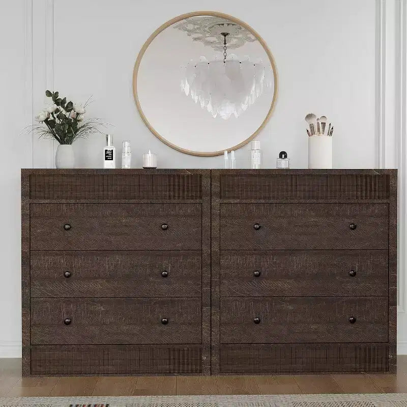 Commode Moderne en Noyer à 3 Tiroirs, Commode Canelée de 80 cm de Large, Armoire de Rangement en Bois pour Chambre à Coucher, Chambre d'Enfant, Couloir, Salon