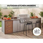 Bloc de trois tiroirs à barbecue, encastrable, 17 po de large, en acier inoxydable, rangement pour cuisine extérieure et terrasse