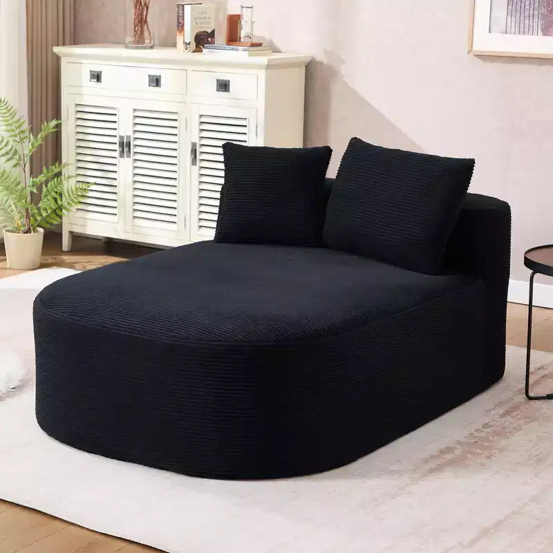 Chaise longue de 170 cm, canapé-lit rembourré avec 2 oreillers, canapé individuel sans accoudoirs pour salon et chambre, aucun assemblage requis