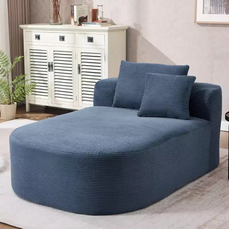 Chaise longue de 170 cm, canapé-lit rembourré avec 2 oreillers, canapé individuel sans accoudoirs pour salon et chambre, aucun assemblage requis