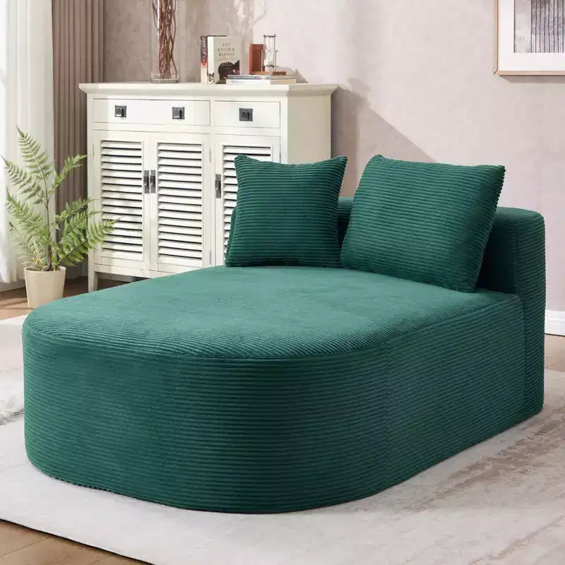 Chaise longue de 170 cm, canapé-lit rembourré avec 2 oreillers, canapé individuel sans accoudoirs pour salon et chambre, aucun assemblage requis