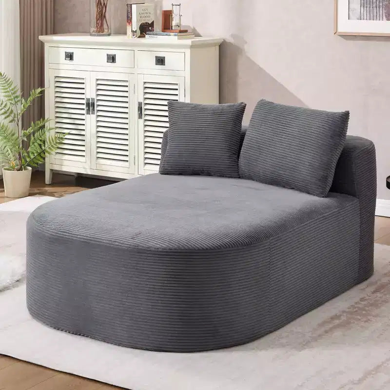 Chaise longue de 170 cm, canapé-lit rembourré avec 2 oreillers, canapé individuel sans accoudoirs pour salon et chambre, aucun assemblage requis
