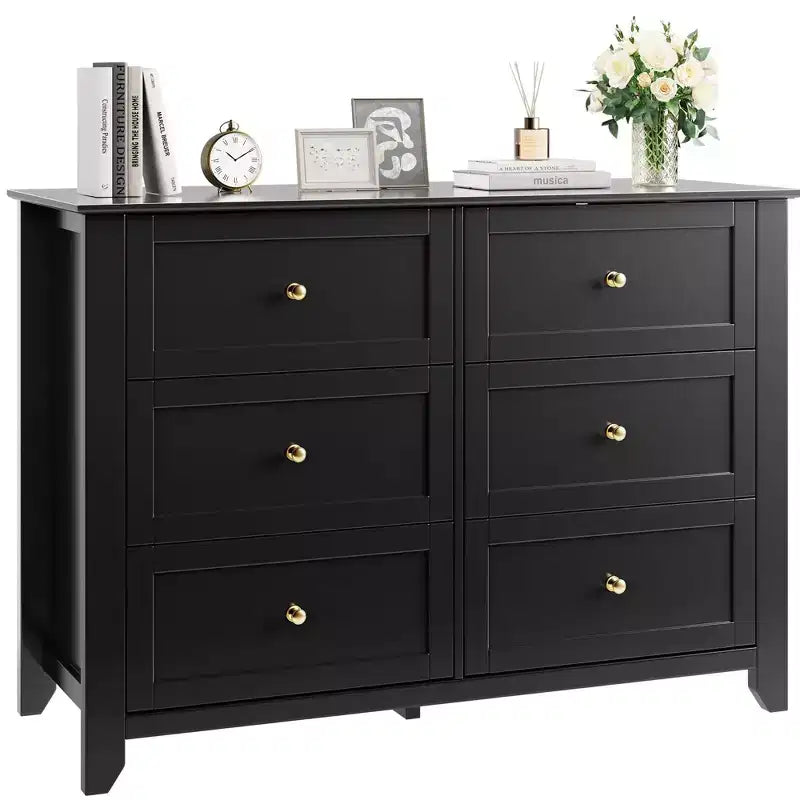 COZONY 54 Wide 6-Drawer Modern Dresser with Deep Storage & Metal Knobs for Bedroom, Entryway & Hallway