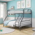 MAYEERTY Twin-Over-Full Heavy Duty Metal Bunk Bed with Enhanced Guardrail & Inclined Ladder for Kids Bedroom