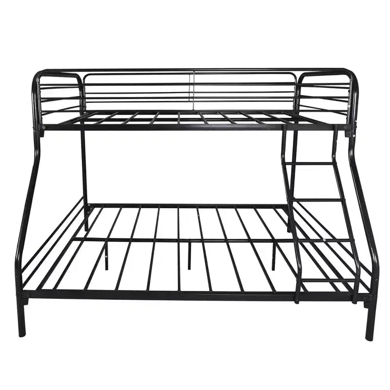 Lit superposé en métal robuste, double sur lit double, avec garde-corps amélioré et échelle inclinée pour chambre d'enfant
