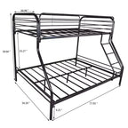 Lit superposé en métal robuste, double sur lit double, avec garde-corps amélioré et échelle inclinée pour chambre d'enfant