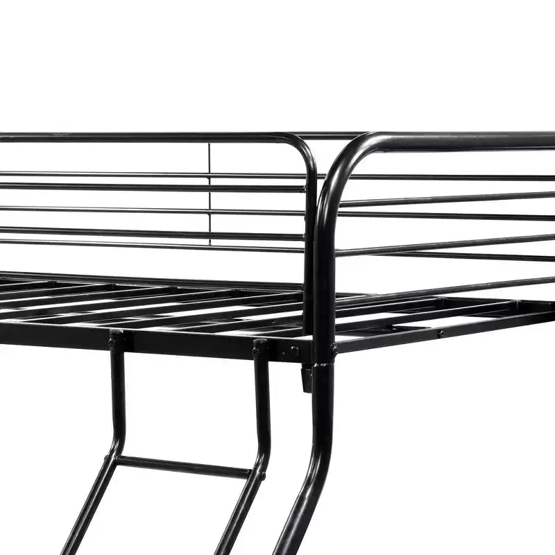 Lit superposé en métal robuste, double sur lit double, avec garde-corps amélioré et échelle inclinée pour chambre d'enfant