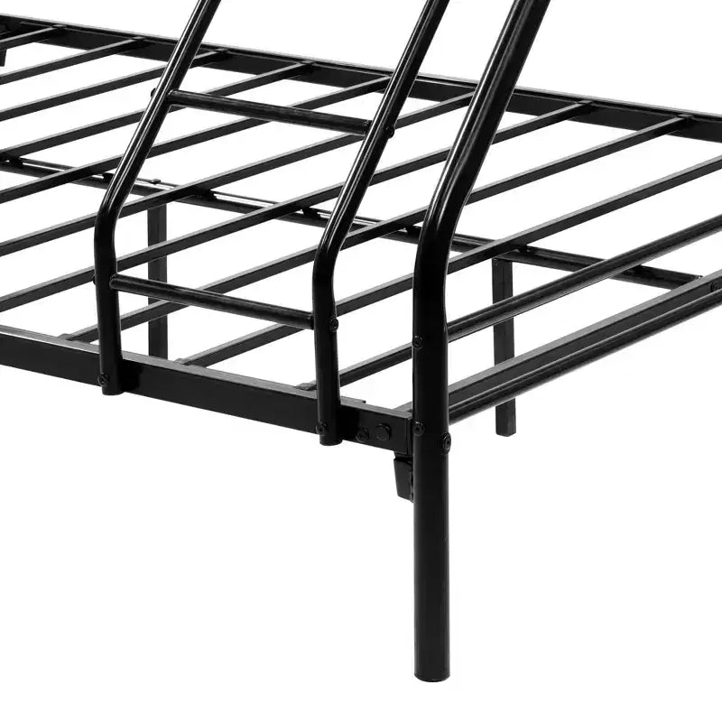 Lit superposé en métal robuste, double sur lit double, avec garde-corps amélioré et échelle inclinée pour chambre d'enfant