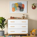 LaLa Little 3-Drawer Dresser (White + Red Oak)