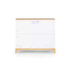 Commode 3 tiroirs pour chambre de bébé, pieds blanc et chêne rouge, finition non toxique sans danger pour les bébés avec dispositif anti-basculement, commode de rangement 86 cm pour chambre d'enfant
