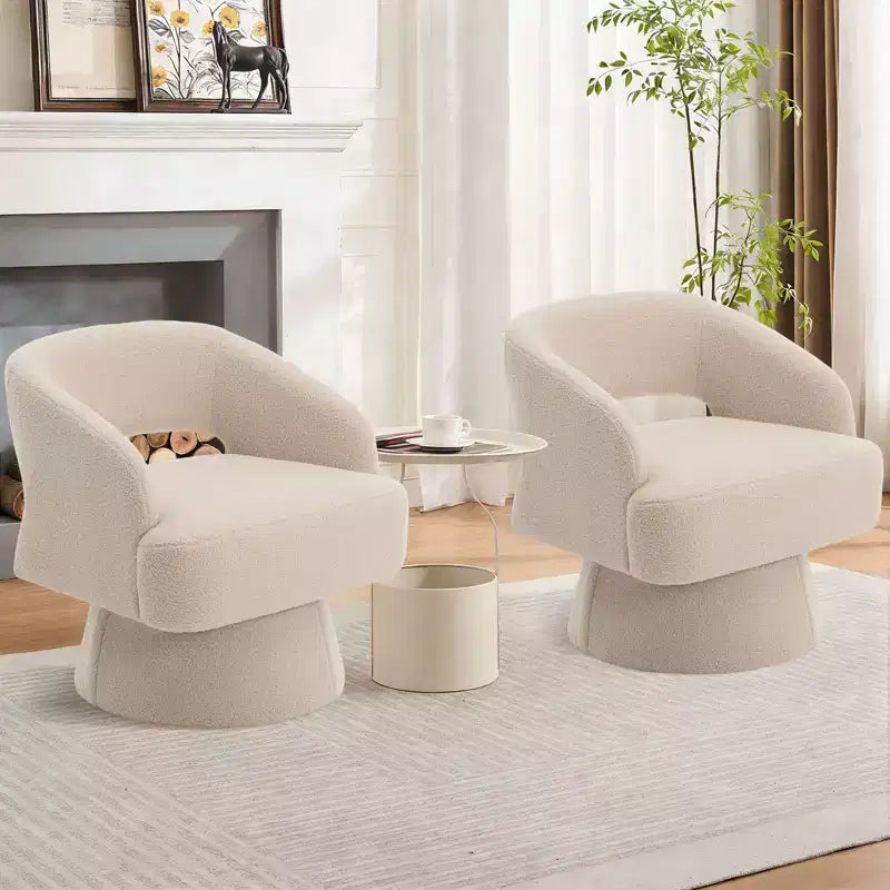 Fauteuil pivotant à 360° - Fauteuil de salon en polaire Teddy, dossier ajouré ergonomique, fauteuil d'appoint pour chambre, bureau, appartement