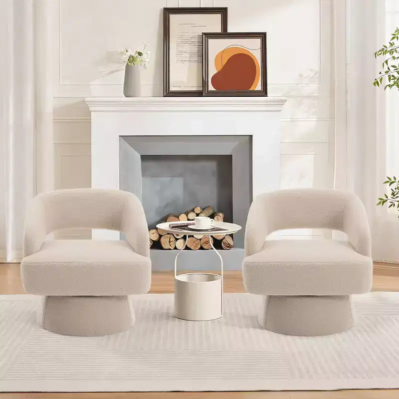 Fauteuil pivotant à 360° - Fauteuil de salon en polaire Teddy, dossier ajouré ergonomique, fauteuil d'appoint pour chambre, bureau, appartement