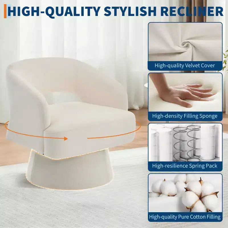 Fauteuil pivotant à 360° - Fauteuil de salon en polaire Teddy, dossier ajouré ergonomique, fauteuil d'appoint pour chambre, bureau, appartement