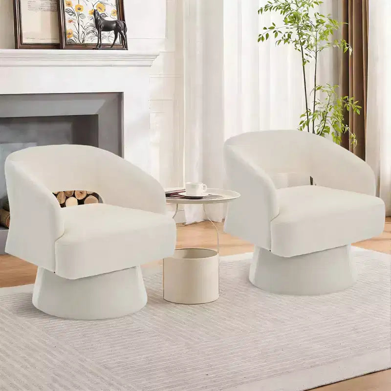 Fauteuil pivotant à 360° - Fauteuil de salon en polaire Teddy, dossier ajouré ergonomique, fauteuil d'appoint pour chambre, bureau, appartement