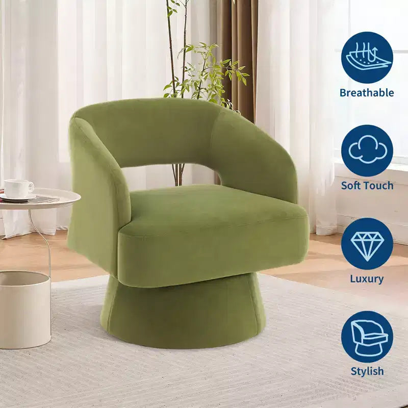 Fauteuil pivotant à 360° - Fauteuil de salon en polaire Teddy, dossier ajouré ergonomique, fauteuil d'appoint pour chambre, bureau, appartement