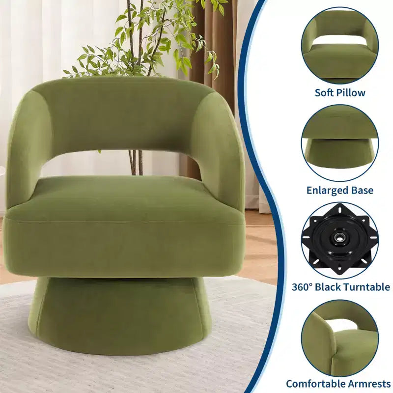 Fauteuil pivotant à 360° - Fauteuil de salon en polaire Teddy, dossier ajouré ergonomique, fauteuil d'appoint pour chambre, bureau, appartement