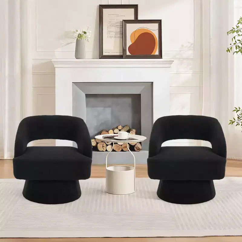 Fauteuil pivotant à 360° - Fauteuil de salon en polaire Teddy, dossier ajouré ergonomique, fauteuil d'appoint pour chambre, bureau, appartement