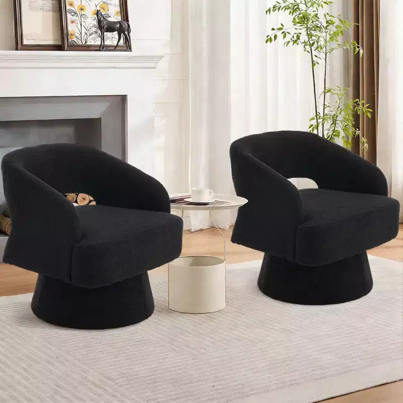 Fauteuil pivotant à 360° - Fauteuil de salon en polaire Teddy, dossier ajouré ergonomique, fauteuil d'appoint pour chambre, bureau, appartement