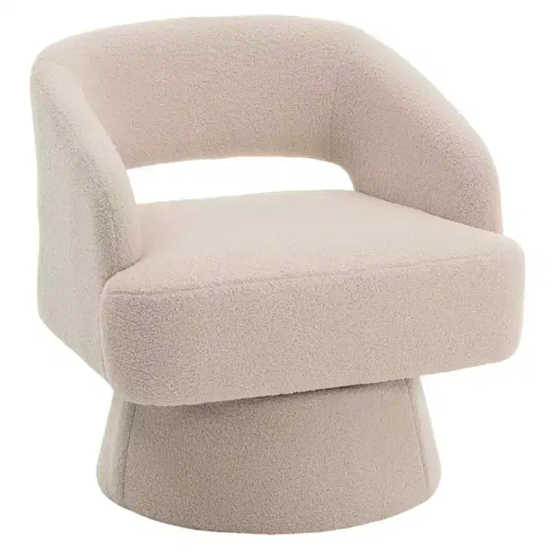 Fauteuil pivotant à 360° - Fauteuil de salon en polaire Teddy, dossier ajouré ergonomique, fauteuil d'appoint pour chambre, bureau, appartement