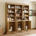 Famapy 70.9 Large Capacity Kitchen Pantry Cabinet,12 Open Shelves & 6-Door Storage,Oak Finish Storage Hutch for Kitchen & Dining Room