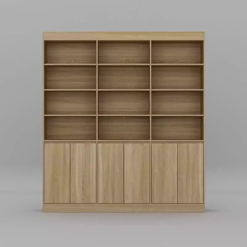 Grand garde-manger de cuisine de 180 cm, 12 étagères ouvertes et 6 portes de rangement, meuble de rangement couleur chêne pour cuisine et salle à manger