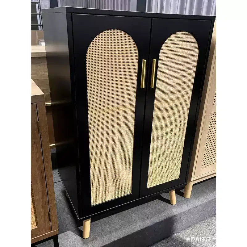 Door Curved Rattan Cabinet - High Version, Elegant Design, Improved Durability, Expanded Space, Easy Assembly
