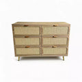 Rattan High-Legged 6-Drawer Chest