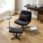 Fauteuil pivotant, chaise de bureau sans roulettes, chaise sans accoudoirs rembourrée en tissu bouclé moderne avec repose-pieds