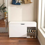 Banc d'entrée avec rangement à chaussures, tiroirs rabattables à 3 niveaux, armoire dissimulée, organisateur peu encombrant, blanc