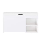 Banc d'entrée avec rangement à chaussures, tiroirs rabattables à 3 niveaux, armoire dissimulée, organisateur peu encombrant, blanc