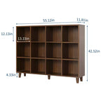 Bibliothèque 12 Cubes, Étagère de Rangement Ouverte 2 Niveaux, Organiseur d'Étagère Cube Moderne en Bois pour Salon Chambre Bureau, Marron Rétro