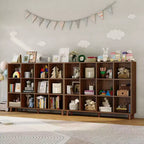 Bibliothèque 12 Cubes, Étagère de Rangement Ouverte 2 Niveaux, Organiseur d'Étagère Cube Moderne en Bois pour Salon Chambre Bureau, Marron Rétro