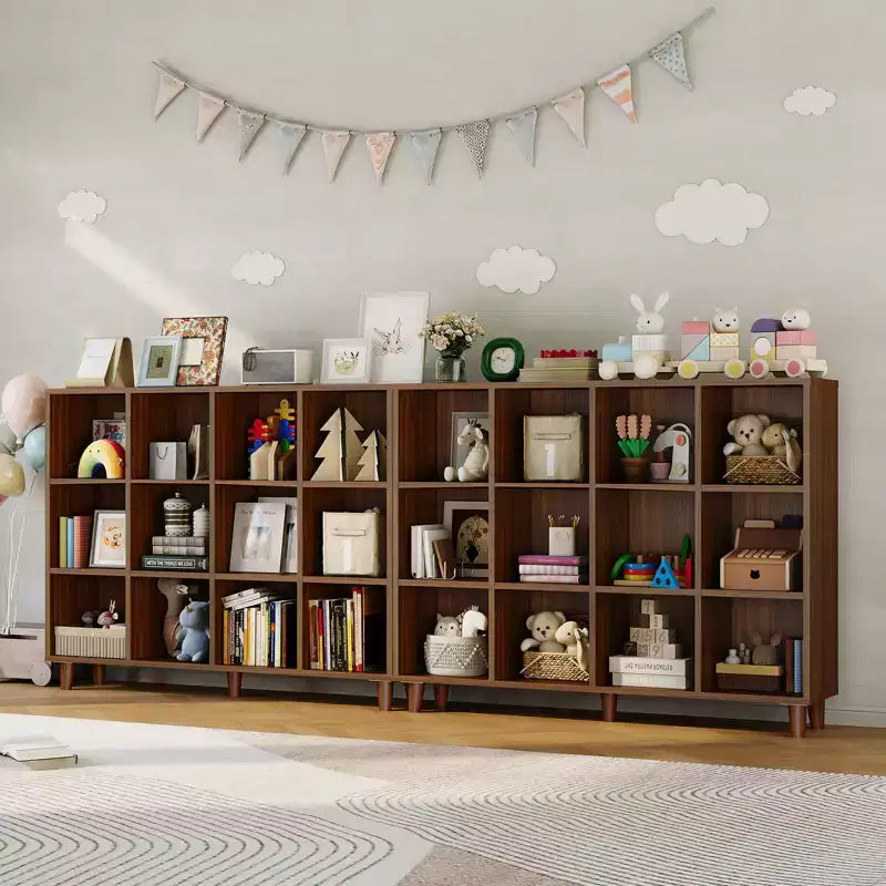 Bibliothèque 12 Cubes, Étagère de Rangement Ouverte 2 Niveaux, Organiseur d'Étagère Cube Moderne en Bois pour Salon Chambre Bureau, Marron Rétro