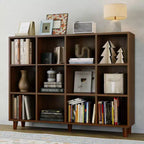 Bibliothèque 12 Cubes, Étagère de Rangement Ouverte 2 Niveaux, Organiseur d'Étagère Cube Moderne en Bois pour Salon Chambre Bureau, Marron Rétro