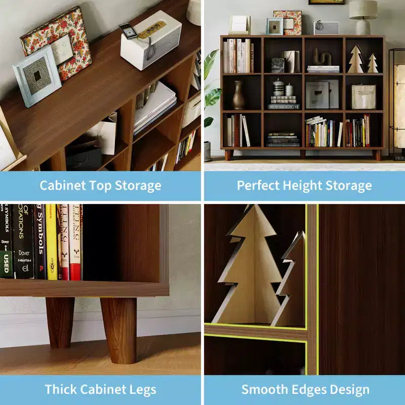 Bibliothèque 12 Cubes, Étagère de Rangement Ouverte 2 Niveaux, Organiseur d'Étagère Cube Moderne en Bois pour Salon Chambre Bureau, Marron Rétro