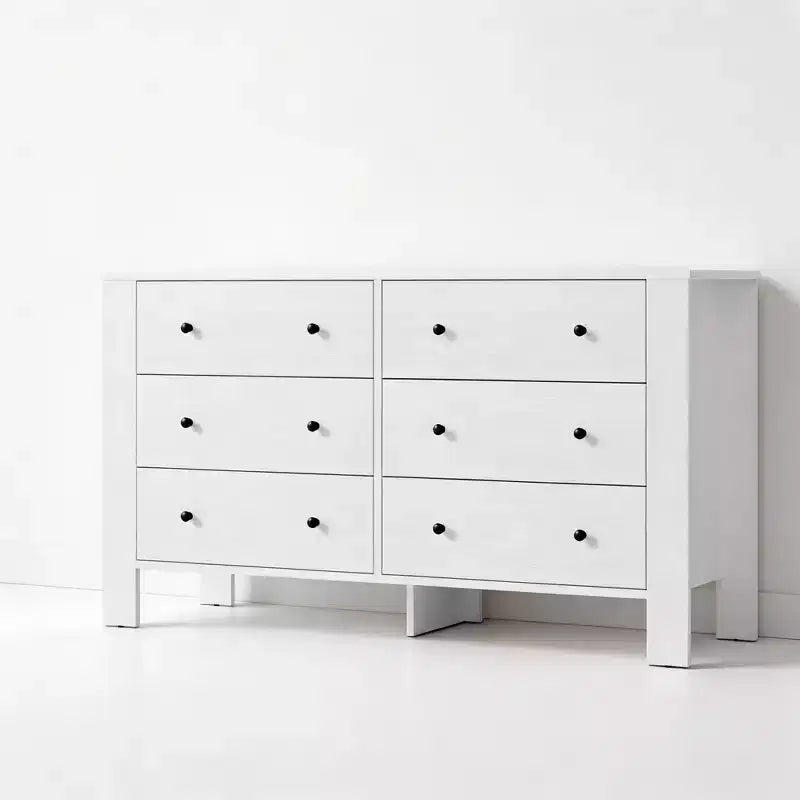 Commode en bois à 6 tiroirs pour chambre à coucher, Grand organiseur de rangement moderne pour salon, entrée, couloir