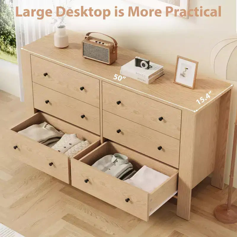 Commode en bois à 6 tiroirs pour chambre à coucher, Grand organiseur de rangement moderne pour salon, entrée, couloir